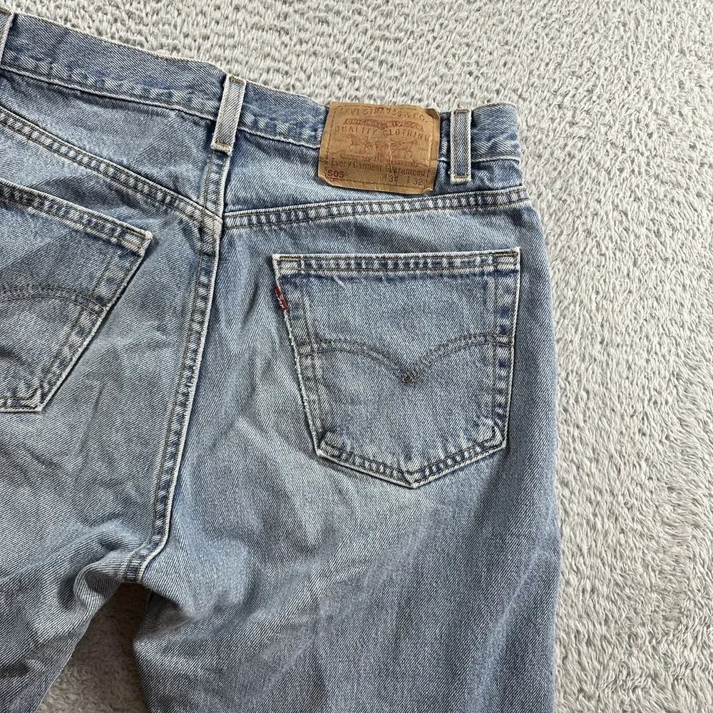 VINTAGE Levi's 505 Jeans Mens 34x32 Blue Faded Distressed Classic‎ Y2K